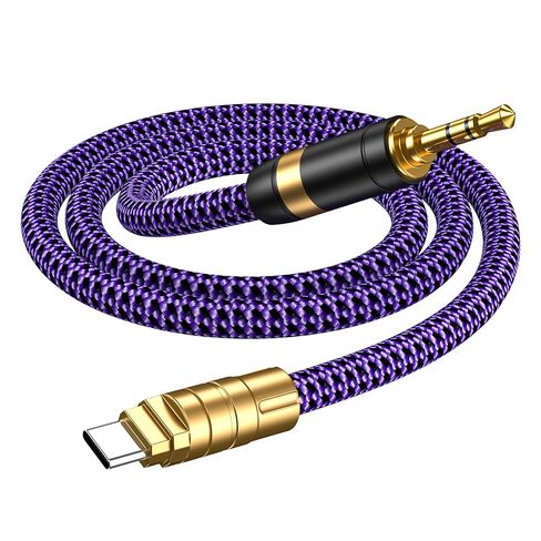 كابل صوت USB C إلى 3.5 ملم - 6.5 قدم، كابل سماعة رأس ستيريو من النوع C إلى 3.5 ملم جاك AUX وكابل بيانات السيارة، متوافق مع iPhone 17، 16، 15 Pro Max Plus، Galaxy S25، S24 Ultra، Pixel in Kuwait