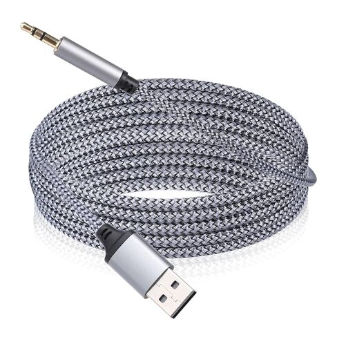 5 Ft USB to 3.5mm Audio Jack Adapter, USB to 3.5mm Audio Aux Cable, Stereo Audio-Cord, Nylon Braided AUX Converter for Headphones, Speaker, PC, Laptop, Not Applicable for Charging, Recording in Saudi Arabia