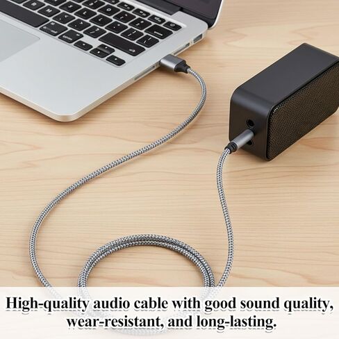 5 Ft USB to 3.5mm Audio Jack Adapter, USB to 3.5mm Audio Aux Cable, Stereo Audio-Cord, Nylon Braided AUX Converter for Headphones, Speaker, PC, Laptop, Not Applicable for Charging, Recording in Saudi Arabia