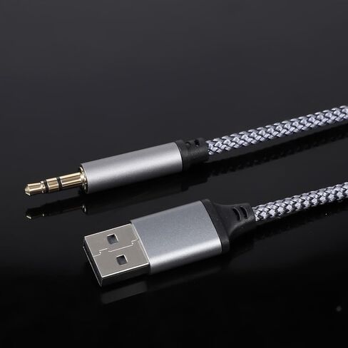 5 Ft USB to 3.5mm Audio Jack Adapter, USB to 3.5mm Audio Aux Cable, Stereo Audio-Cord, Nylon Braided AUX Converter for Headphones, Speaker, PC, Laptop, Not Applicable for Charging, Recording in Saudi Arabia