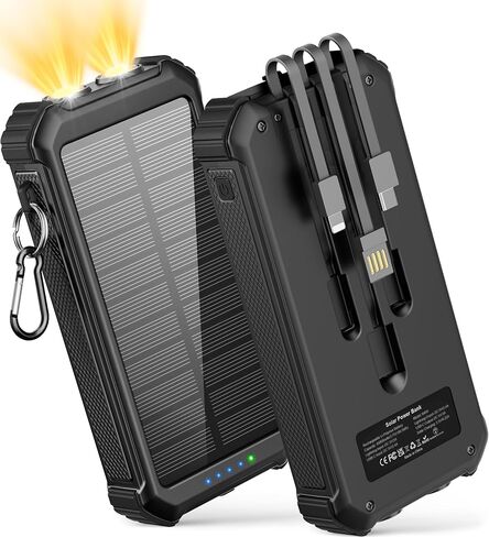 LATIMERIA 45800mAh Solar Charger Power Bank, Portable Phone Charger with 5V3.1A QC 3.0 Fast Charging, Solar Panel USB C in/Output for Cellphone, External Battery Pack with Dual Flashlights for Hiking in Saudi Arabia