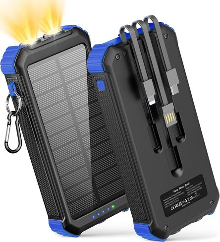 LATIMERIA 45800mAh Solar Charger Power Bank, Portable Phone Charger with 5V3.1A QC 3.0 Fast Charging, Solar Panel USB C in/Output for Cellphone, External Battery Pack with Dual Flashlights for Hiking in Saudi Arabia