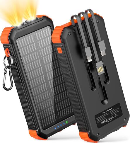 LATIMERIA 45800mAh Solar Charger Power Bank, Portable Phone Charger with 5V3.1A QC 3.0 Fast Charging, Solar Panel USB C in/Output for Cellphone, External Battery Pack with Dual Flashlights for Hiking in Saudi Arabia