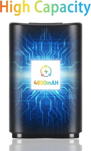 كابل شاحن 2 في 1 + بطارية Ni-MH قابلة لإعادة الشحن بقدرة 4800 مللي أمبير في الساعة بديلة لوحدة التحكم اللاسلكية Xbox 360 اللون أسود in Kuwait