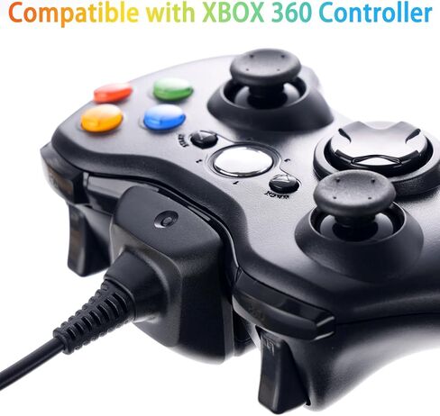 كابل شاحن 2 في 1 + بطارية Ni-MH قابلة لإعادة الشحن بقدرة 4800 مللي أمبير في الساعة بديلة لوحدة التحكم اللاسلكية Xbox 360 اللون أسود in Kuwait