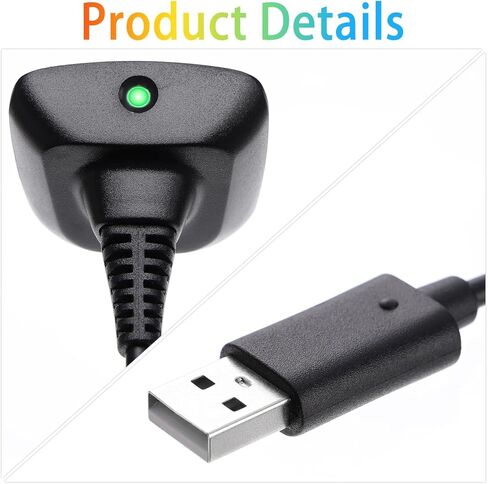 كابل شاحن 2 في 1 + بطارية Ni-MH قابلة لإعادة الشحن بقدرة 4800 مللي أمبير في الساعة بديلة لوحدة التحكم اللاسلكية Xbox 360 اللون أسود in Kuwait