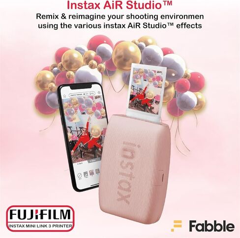 Fujifilm Instax Mini Link 3 Smartphone Printer with Instax Mini Films and Pixibytes Microfiber Cleaning Cloth (3 x Twin Pack (60 Sheets), Rose Pink) in Saudi Arabia