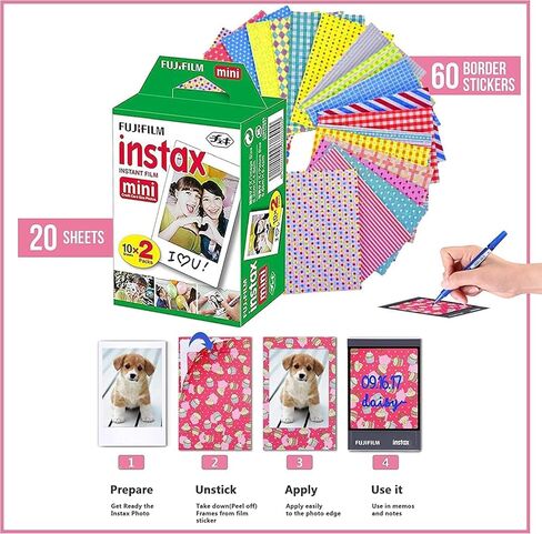 طابعة Fujifilm Instax Mini Link 3 للهواتف الذكية مع أفلام Instax Mini وقطعة قماش تنظيف من الألياف الدقيقة Pixibytes (3 × عبوة مزدوجة (60 ورقة)، أخضر داكن) in Saudi Arabia