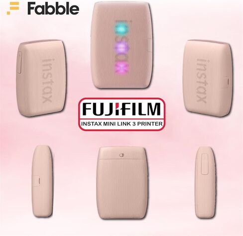 Fujifilm Instax Mini Link 3 Smartphone Printer with Instax Mini Films and Pixibytes Microfiber Cleaning Cloth (2 x Twin Pack (40 Sheets), Rose Pink) in Saudi Arabia