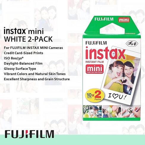 Fujifilm Instax Mini Link 3 Smartphone Printer with Instax Mini Films and Free Bonus Microfiber Cleaning Cloth... (Clay White, 4 x Twin Pack (80 Sheets)) in Kuwait