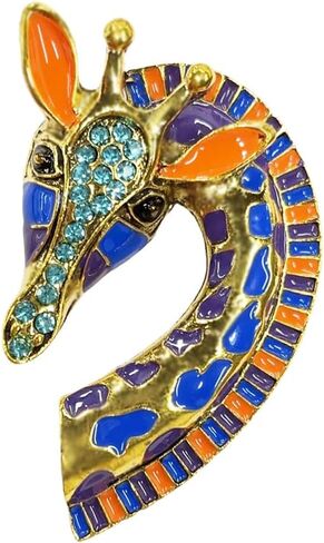 Colored Enamel Giraffe Animal Brooch Pin for Women Men Gold Plated Fashion Rhinestone Dress Hat Costume Accessories Creative Birthday Holiday Decor Jewelry for Pet Lover in Saudi Arabia