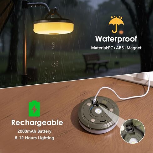 2Pack Camping String Lights, 4-in-1 Quick Storage Camp Light, 8Mode 32.8FT Hanging Tent Lights, Rechargeable Camp Lamp As Camping Essentials Gear, Waterproof LED Lantern for Hiking Travel Patio Party in Kuwait