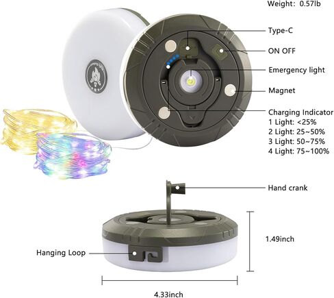 2Pack Camping String Lights, 4-in-1 Quick Storage Camp Light, 8Mode 32.8FT Hanging Tent Lights, Rechargeable Camp Lamp As Camping Essentials Gear, Waterproof LED Lantern for Hiking Travel Patio Party in Kuwait