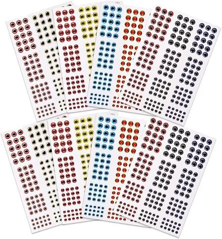 1464 Pieces Fishing Lure Eyes 3mm-4mm-5mm-6mm 3D Holographic Eyes Fly Tying Jig Craft Realistic Fishing Eye for Making Fishing Bait Fly Tying Streamers Lures Crafts in Saudi Arabia