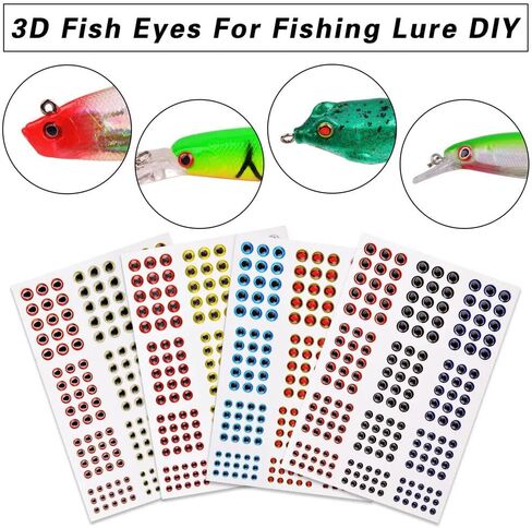 1464 Pieces Fishing Lure Eyes 3mm-4mm-5mm-6mm 3D Holographic Eyes Fly Tying Jig Craft Realistic Fishing Eye for Making Fishing Bait Fly Tying Streamers Lures Crafts in Saudi Arabia