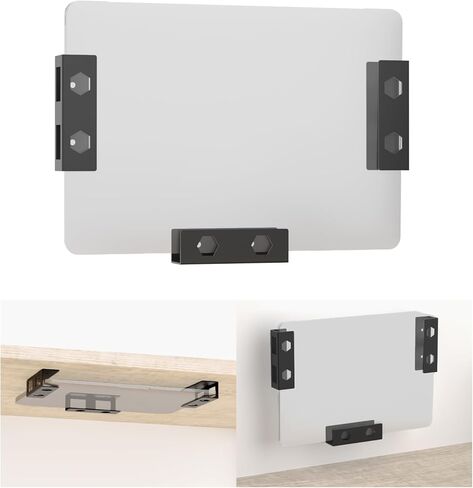 Metal Wall and Under Desk Laptop Mount with Anti-Scratch Pads Under Desk Laptop Holder Compatible with Laptop,MacBook,Keyboard,Tablets with Headphone Hanger Laptop Wall Mount Bracket with Screws in Saudi Arabia