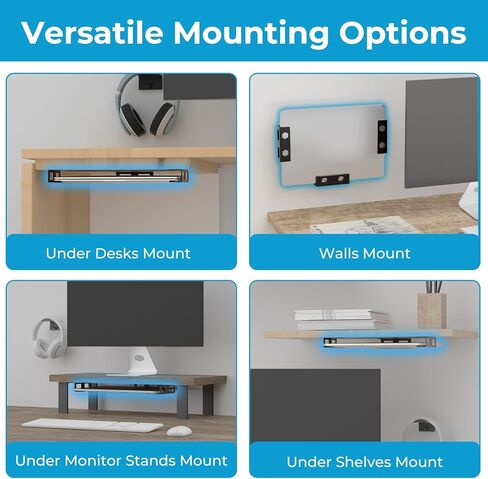 Metal Wall and Under Desk Laptop Mount with Anti-Scratch Pads Under Desk Laptop Holder Compatible with Laptop,MacBook,Keyboard,Tablets with Headphone Hanger Laptop Wall Mount Bracket with Screws in Saudi Arabia