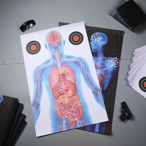 50 حزمة من أهداف الرماية مقاس 23 × 35 بوصة، صورة ظلية من الورق التشريحي، أهداف الرماية الورقية، صورة ظلية بشرية تستهدف تصميمات الهيكل العظمي للأشعة السينية، تشريحية للممارسة in Saudi Arabia