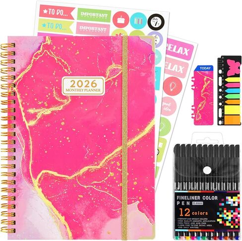 2026 Planner, Daily Weekly Monthly Planner with Tabs, 12 Months (Jan. 2026 - Dec. 2026), 2026 monthly planner with Color Pen, Sticky Notes and Stickers, 6.2" x 8.5", Durable Twin Wire Binding, Storage Pocket - Floral Multicolor in Saudi Arabia