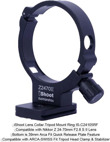 طوق عدسة حلقي مثبت على حامل ثلاثي متوافق مع Nikon Nikkor Z مقاس 24-70 مم F2.8 S II، قاعدة حامل دعم العدسة هي لوحة إطلاق سريعة تناسب Arca-Swiss لمشبك رأس حامل ثلاثي القوائم Arca ومثبت الكاميرا in Saudi Arabia