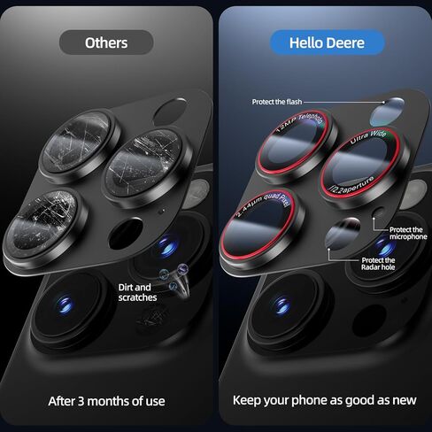واقي عدسة الكاميرا لهاتف iPhone 16 Pro Max/iPhone 16 Pro/iPhone 15 Pro Max/iPhone 15 Pro/iPhone 14 Pro Max/14 Pro، [مقاوم للكسر من الدرجة العسكرية] [معدن تغطية كاملة] [امتصاص قوي] غطاء شاشة كاميرا من الزجاج المقوى من سبائك الألومنيوم المعدني 9H، [الحافظة- in Kuwait