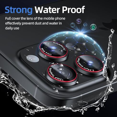 واقي عدسة الكاميرا لهاتف iPhone 16 Pro Max/iPhone 16 Pro/iPhone 15 Pro Max/iPhone 15 Pro/iPhone 14 Pro Max/14 Pro، [مقاوم للكسر من الدرجة العسكرية] [معدن تغطية كاملة] [امتصاص قوي] غطاء شاشة كاميرا من الزجاج المقوى من سبائك الألومنيوم المعدني 9H، [الحافظة- in Kuwait
