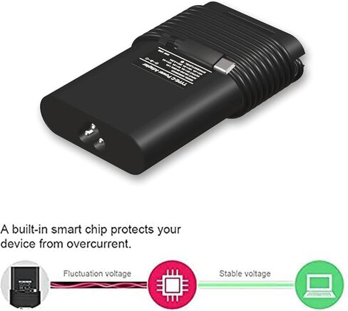 شاحن كمبيوتر محمول USB C 65W بديل لـ Dell Latitude 5285 5289 5290 7212 7275 7285 7290 7390 7420 Dell XPS 13 9350 9360 9365 9370 9380 Chromebook 3100 3400 5190 LA65NM190 مزود الطاقة in Kuwait