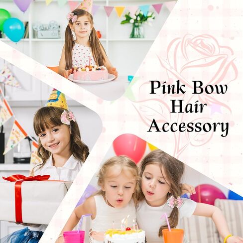 2PCS Birthday Hair Bows for Baby Girls, Pink Ice Cream Sprinkle Theme Hair Accessories for 1 2 3 4 5 6 7 Years, Sweet Party Outfit Decoration for 2nd Birthday in Saudi Arabia