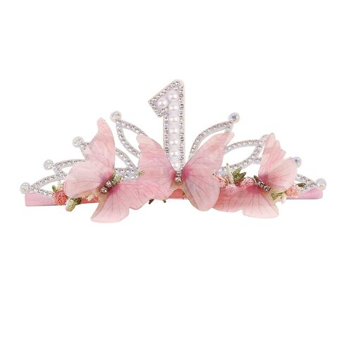 cherrboll طفلة عيد ميلاد تاج الأزهار عقال، لينة زهرة رئيس التفاف تيارا hairband للأطفال الصغار 1-3 سنوات من العمر الأطفال أول عيد ميلاد حزب اللباس صورة الديكور in Kuwait