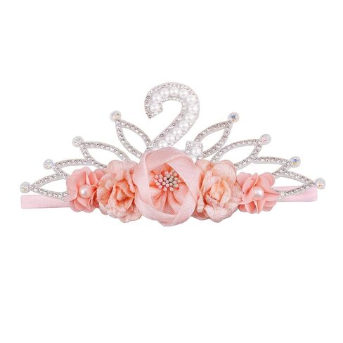 cherrboll طفلة عيد ميلاد تاج الأزهار عقال، لينة زهرة رئيس التفاف تيارا hairband للأطفال الصغار 1-3 سنوات من العمر الأطفال أول عيد ميلاد حزب اللباس صورة الديكور in Kuwait