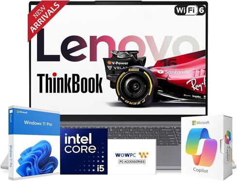 لينوفو 2026 الجيل الجديد 16 بوصة WUXGA Thinkbook Business Laptop، معالج Intel Core i5-13420H، ذاكرة الوصول العشوائي 64 جيجابايت، تخزين 2.5 تيرابايت (2 تيرابايت SSD + 500 جيجابايت خارجي)، عمر بطارية طويل، تصميم فائق الهدوء، Windows 11 Pro in Kuwait