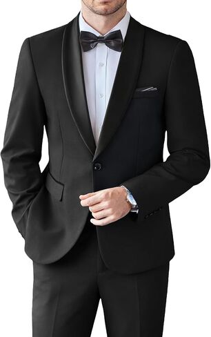 Coofandy Mens Tuxedo Suit Set Slim Fit 2 قطعة لباس بدلة شال للبصفقة سراويل سروال سروال لحفل حفل زفاف عشاء حفلة موسيقية in Saudi Arabia