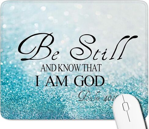 Christian Mouse Pad - Be Still and Know That I Am God Psalm 46:10 - Inspirational Religious Desk Accessory - Non-Slip Rubber Base - Gold Sparkle Design in Saudi Arabia