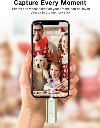 SCICNCE 64GB Dual Interface Flash Drive for Phone Storage Photos Videos, Portable Backup Memory Stick, No App Required, Compatible with iPhone 17/16/15/14/13/12/11, iPad, Android & PC (Green) in Kuwait