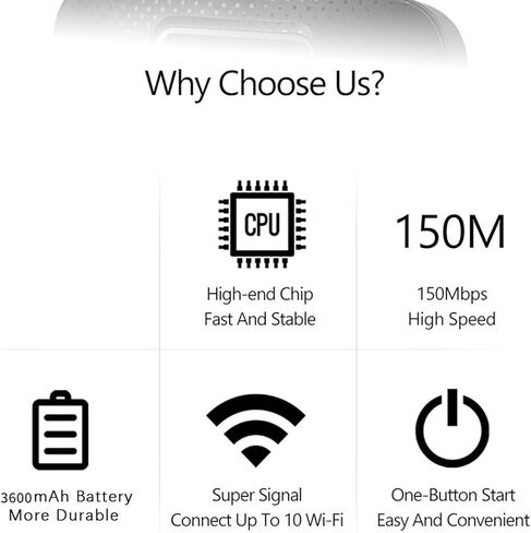 مودم واي فاي 4G LTE، راوتر لاسلكي محمول USB مع تشفير WPA WPA2، للإنترنت عالي السرعة يصل إلى 150 ميجابت في الثانية يدعم 8 أجهزة (أسود) in Kuwait