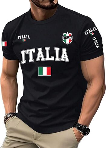 SweatyRocks Men's Italia Flag Short Sleeve Graphic T Shirt Crew Neck Casual Summer Tees in Saudi Arabia