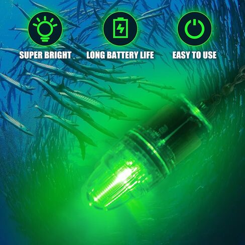OROOTL LED أضواء الصيد تحت الماء تعمل بالبطارية ضوء الصيد العميق مع مشبك مقاوم للماء لجذب الأسماك مصباح إغراء أخضر أزرق أحمر أبيض متعدد الألوان 2،100 قدم in Saudi Arabia