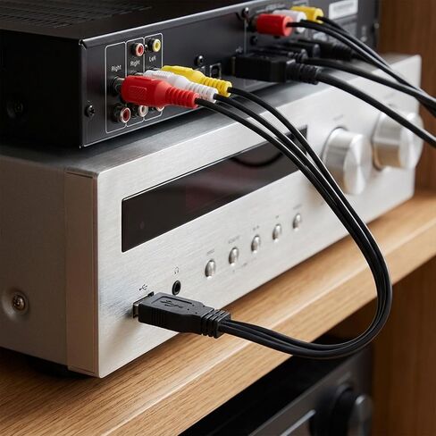كابل USB إلى RCA بطول 5 أقدام، USB A 2.0 ذكر إلى 3 RCA أنثى التقاط صوت فيديو AV محول سلك كابل مركب للكمبيوتر الشخصي والتلفزيون وأقراص DVD والكاميرات الرقمية وكاميرا الفيديو in Kuwait