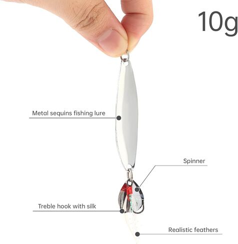 5pcs Spoons Hard Fishing Lures, Lures Spoon Bait, Metal Lure Kit Hard Baits, Fishing Spinning, Metal Spinner, Treble Hooks for Salmon Bass in Saudi Arabia