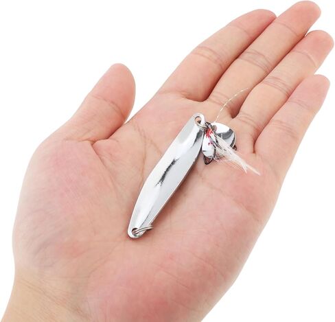 5pcs Spoons Hard Fishing Lures, Lures Spoon Bait, Metal Lure Kit Hard Baits, Fishing Spinning, Metal Spinner, Treble Hooks for Salmon Bass in Saudi Arabia