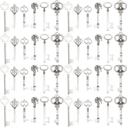 Sailanzi 120pcs Alloy Ancient Silver Large Hole Bead Set Series Pendant Jewelry Making DIY Keychain Earrings Pendant Various Design Charms for Jewelry Making Bracelets Necklace (SN25) in Saudi Arabia