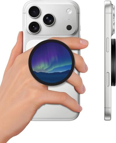حامل SnapPuck Grip، متوافق مع MagSafe، حامل هاتف قابل للطي فائق النحافة، مسند، قفل مغناطيسي (نمط ألياف الكربون) in Kuwait