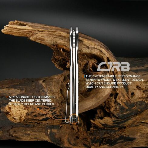 سكين جيب frack من cjrb، 3.9 بوصة AR-RPM9 شفرة فولاذية مطلية بمادة PVD سكين بمقبض فولاذي EDC، سكين قفل بزر هدية للتخييم في الهواء الطلق، غسيل حجري (J1931) in Kuwait