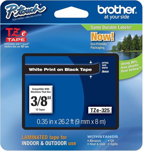 Genuine Brother 3/8" (9mm) White on Black TZe P-Touch Tape for Brother PT-1880, PT1880 Label Maker in Saudi Arabia