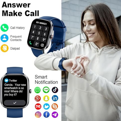 Smart Watch(Answer/Make Call), 1.91" Smartwatch for Men Women, NEW Fitness Watch with 110+ Sport Modes, Fitness Activity Tracke with Pedometer/Sleep Monitor/Heart Rate/IP68 Waterproof, for Android iOS in Saudi Arabia