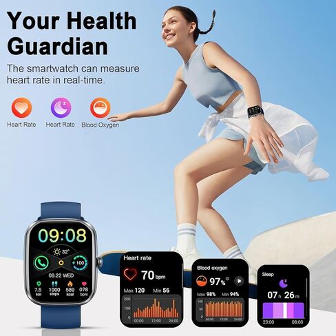 Smart Watch(Answer/Make Call), 1.91" Smartwatch for Men Women, NEW Fitness Watch with 110+ Sport Modes, Fitness Activity Tracke with Pedometer/Sleep Monitor/Heart Rate/IP68 Waterproof, for Android iOS in Saudi Arabia