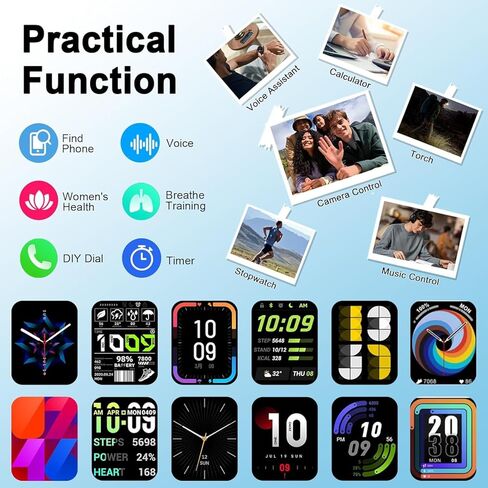 Smart Watch(Answer/Make Call), 1.91" Smartwatch for Men Women, NEW Fitness Watch with 110+ Sport Modes, Fitness Activity Tracke with Pedometer/Sleep Monitor/Heart Rate/IP68 Waterproof, for Android iOS in Saudi Arabia