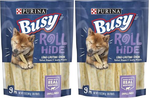 Purina مشغول لعبة Rawhide الصغيرة/المتوسطة عظام الكلاب ، Rollhide - (حزمة 12) 3 م ك. الحقائب in Kuwait