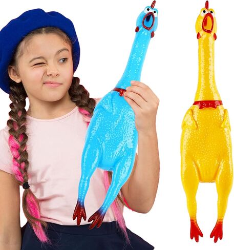 2 حزمة من 22 بوصة مجنون ضخم ضغط صراخ الدجاج المطاطي الأصفر الدجاج المطاط صار لعبة الدجاج للأطفال البالغين الكلاب الحيوانات الأليفة مزحة لعبة الجدة in Kuwait