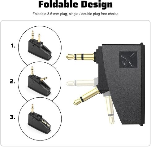 Replacement QC45 Airplane Adapter Compatible with Bose 700 QuietComfort 45 QC35 QC35ii QC25 QC20 QC15 QC3 QC2 SoundLink II AE2 AE2W Headphones, Golden Plated 3.5mm Jack(2 Pack) in Saudi Arabia